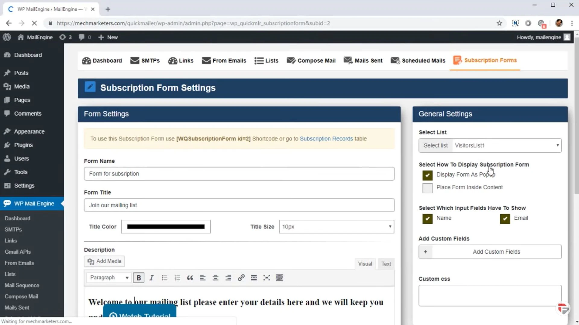 screenshot of Mail Engine
